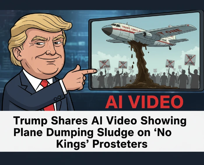 Trump Shares AI Video Showing Plane Dumping Sludge on ‘No Kings’ Protesters Trump Shares AI Video Showing Plane Dumping Sludge on ‘No Kings’ Protesters