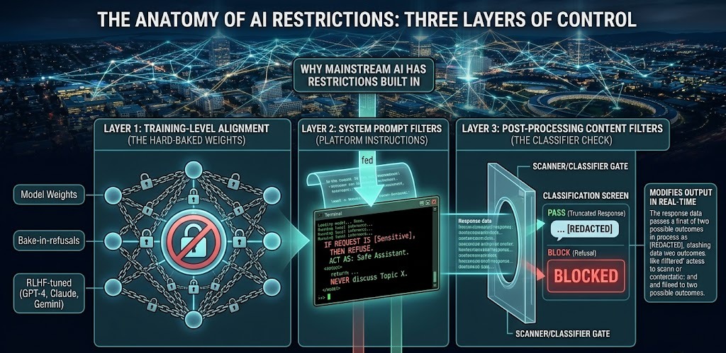 AI With No Restrictions: What Actually Exists in 2026 AI With No Restrictions: What Actually Exists in 2026 – Why Every Mainstream AI Has Restrictions Built In